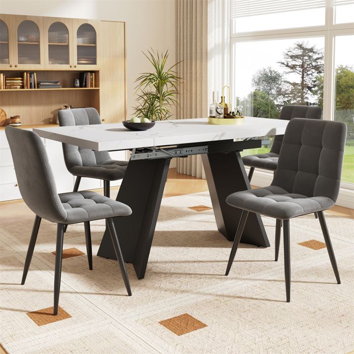 Table Extensible Salle a Manger avec 4 Chaises Table Extensible de Cuisine 4 PersonnesSalle a Manger CompleteChaises Velours