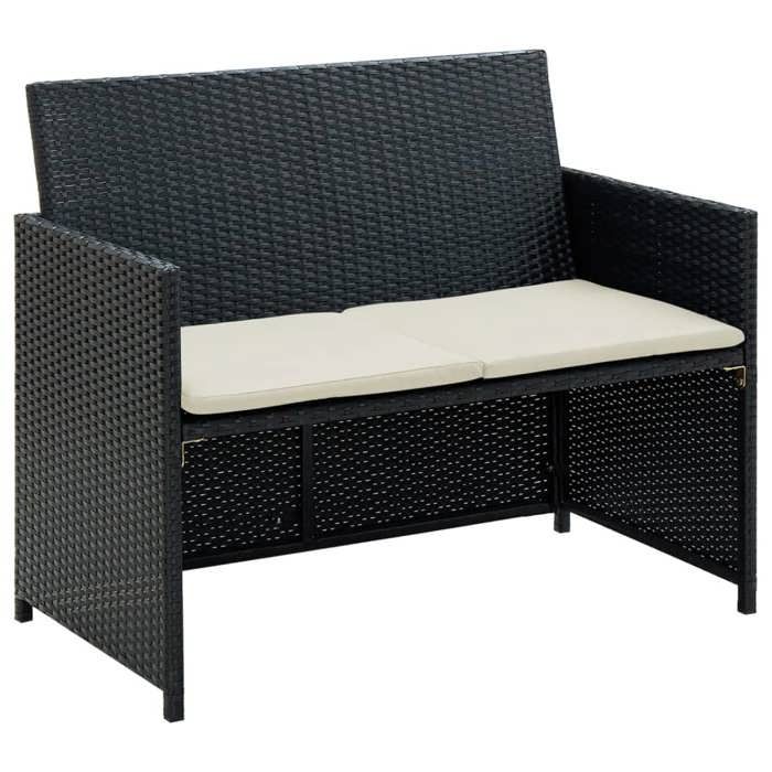 SALE 2025Sofa canapé de patio/Canapé de jardin à 2 places avec coussins Noir Résine tressée - 100x56x85 cm 10 6 Kg 5921