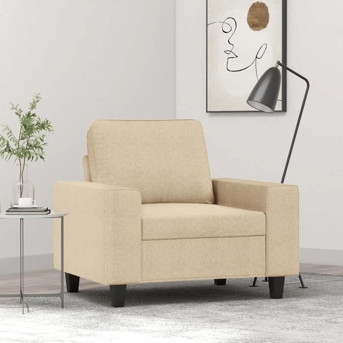 Chaise de canapé - SWEETY - Fauteuil - 1 personne - Crème 60 cm Tissu LV1331