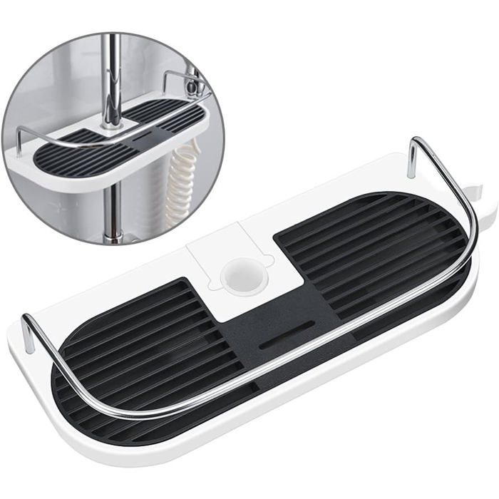 zhan-Étagère de douche sans perçage pour rail de douche - Support de rangement pour salle de bain compatible avec rail de 19 m