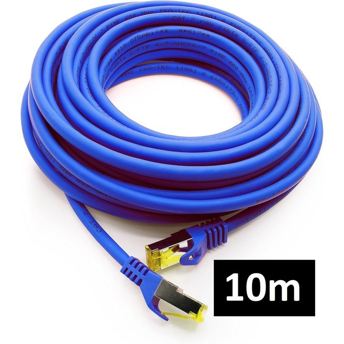 Câble Réseau Plat Cat7 10m – 10 Gbps, Blindé U/FTP, Compatible Avec Routeurs, PC, Consoles (blanc) - 6