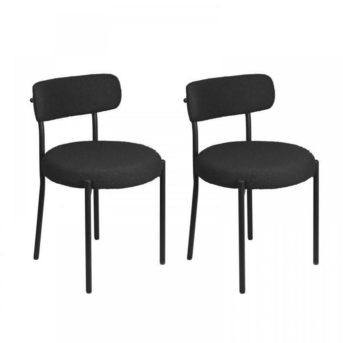 MIPAN CHAISE Lot de 2 Chaises de salle à manger Chaises de bureau courbées avec dossier Noir 50*50*75cm