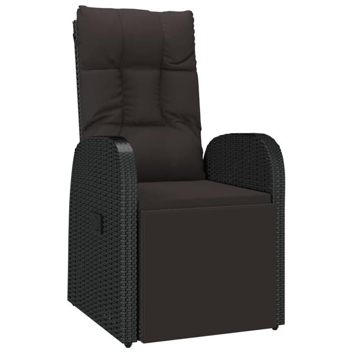 @FRENCH Chaise inclinable de jardin(1 personne) - TOP VENTES - Jusquà 120 kg - et coussin Résine tressée Noir 5307386
