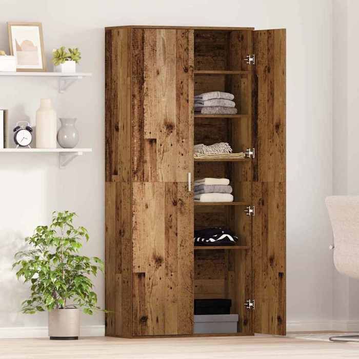 Marron Buffet de rangement - Vitrine bahut - armoire console Pour cuisine - Bois Ancien 80 x 35 x 180cm - Bois dingénierie 4891667