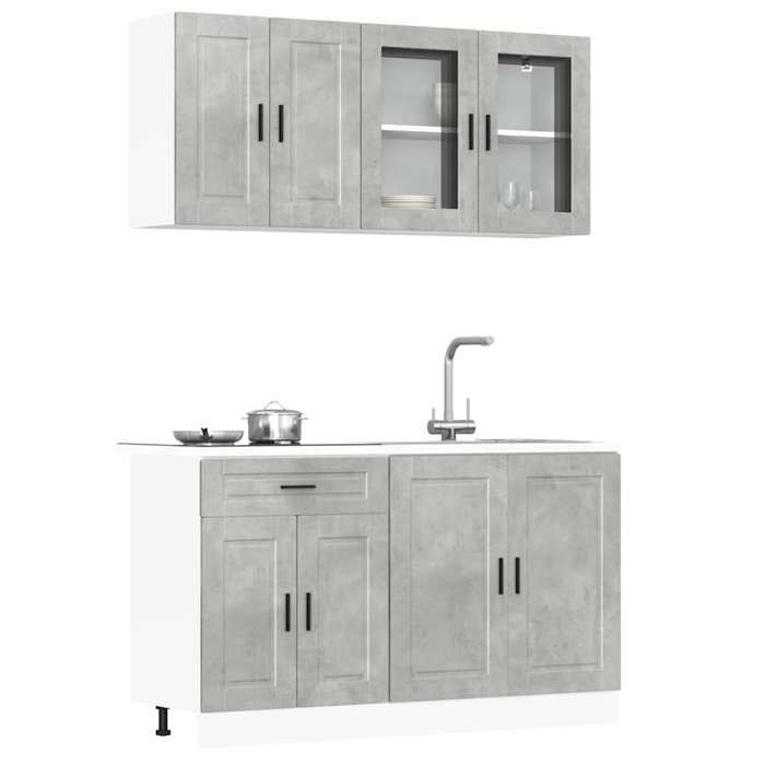 Cuisine complète 4 pièces - VIDAXL - Kalmar - Gris béton - Bois dingénierie - Porte(s) et tiroir(s) - Contemporain Cuisine complète 4 pièces - VIDAXL - Kalmar - Gris béton - Bois dingénierie - Porte(s) et tiroir(s) - Contemporain