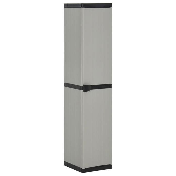 Armoire de rangement de jardin - JILL - 3 étagères - Gris/noir - 34x40x168 cm - PVC et PP - Charge max 20 kg par étagère