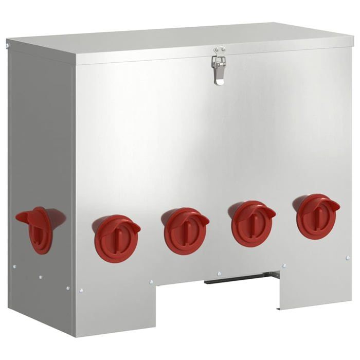 Comparer les prix de Mangeoire pour poules - vidaXL - Argent - Acier galvanisé - 605x29x51 cm - Capacité 25 kg - Résistant aux intempéries