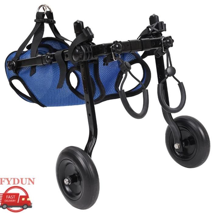 FYDUN Fauteuil roulant pour chiens pour pattes arrières petites Fauteuil roulant pour chiens pour pattes animalerie kit Bleu S