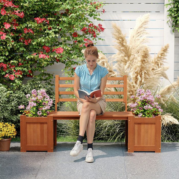Bac à Sable 2 En 1 En Bois COSTWAY – Avec Cuisine, évier, 9 Accessoires – Jardinière Et Banc – Extérieur Jardin – 3-8 Ans