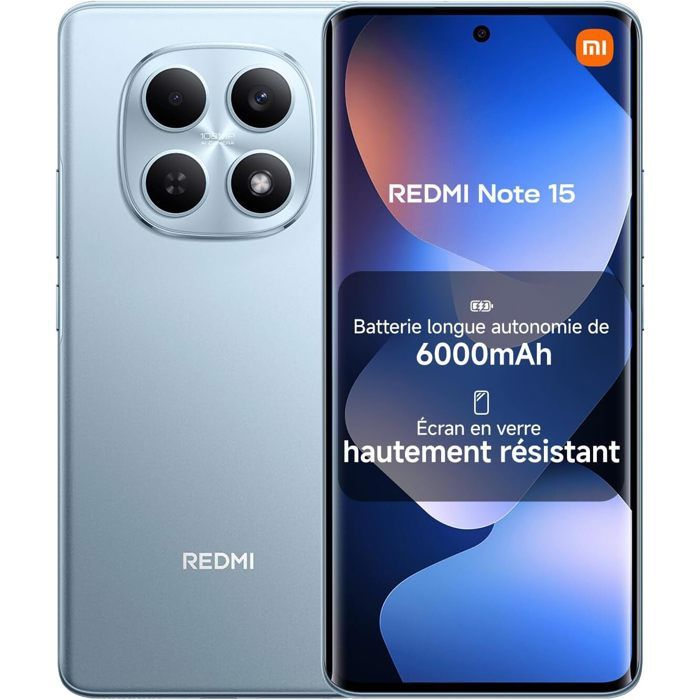 Smartphone Xiaomi Redmi Note 15 4G 6Go Ram 677 AMOLED Appareil Photo 108 MP Batterie 6000 mAh Version globale - vue 1