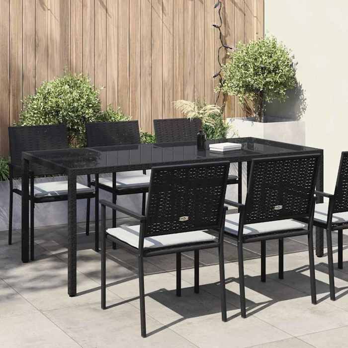 Soldes printemps Table terrasse - Noir - Table de jardin - 1 PC - Noir 190x90x75 cm polyrotin T226