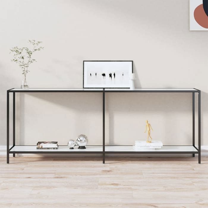 Table de Canapé Magnifique - Blanc Table console - Pour Entrée Foyer - Blanc 200x35x75 5cm - Verre trempé CL5385974