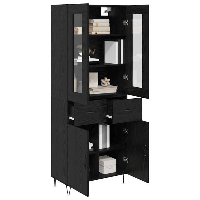 Vaisselier de cuisine - Noir - Haut Armoire - SWEETY - avec rangement - Chêne noir 695x34x90cm - Bois dingénierie LH4812446