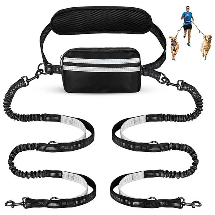 Laisse Main Libre Chien Ceinture laisse extensible195-125cm à amortisseur Ceinture réglable parfaite pour la course à pied et marche