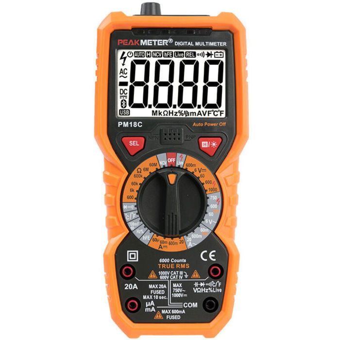 Multimètre numérique - DEKOPRO - PM18C - Mesure tension AC/DC - Mesure courant AC/DC - Mesure résistance - Mesure diode