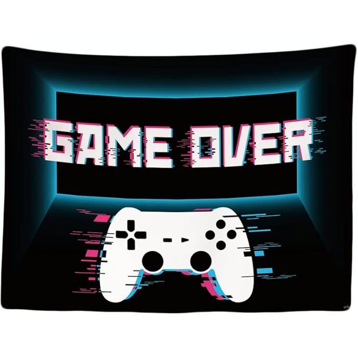 Tapisserie Murale Décorative Chambre - Game Over Controller Moniteur - 200 x 150 cm Grand Papier Jeu terminé