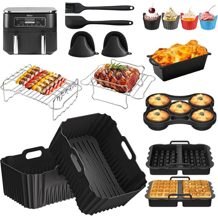 Accessoires Air Fryer Set Pour Ninja Double Stack Xl Sl400Eu 9.5L 21 Pcs Moule Silicone Pour Ninja Foodi Max Dual Zone Af400Eu Réu