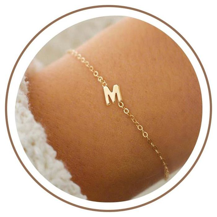 Bracelet En Or Et Argent Pour Filles Et Femmes Plaqué Or Blanc 18 Carats Bracelet Fin Avec Lettres Personnalisable Cadeau D[PP76]