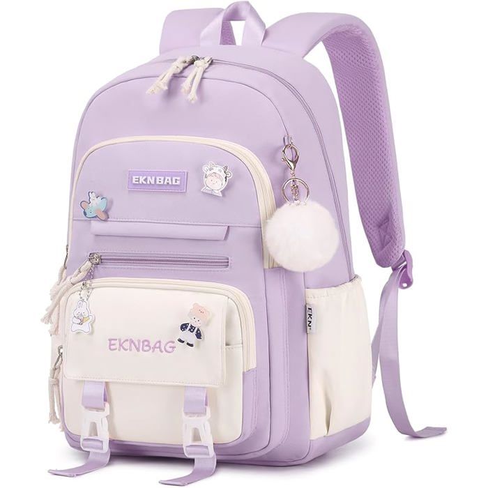 XJYDNCG Cartable Fille Primaire Sac À Dos Scolaire - Imperméable Respirant Grande Capacité - 45x32x15cm - Violet