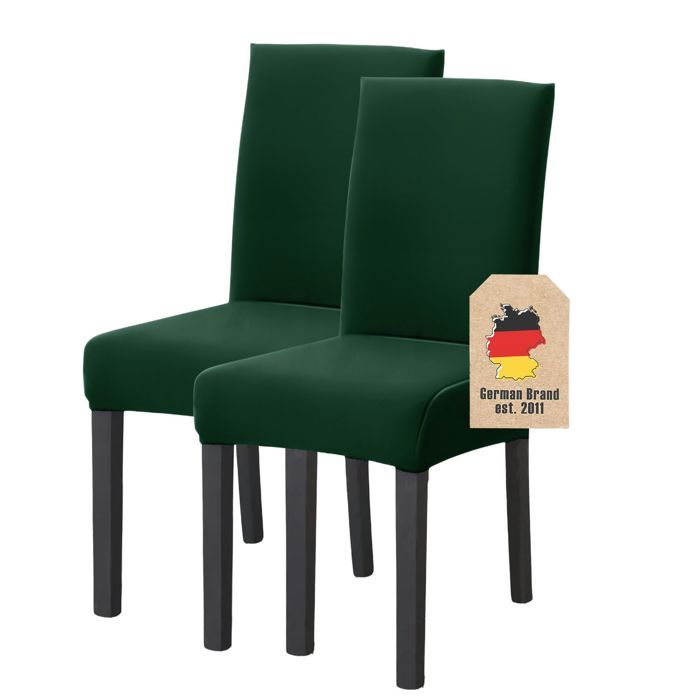 Lot de 2 housses de chaise extensibles vertes - assise 38-45 cm dossier 45-65 cm - mariage fête hôtel salle à manger