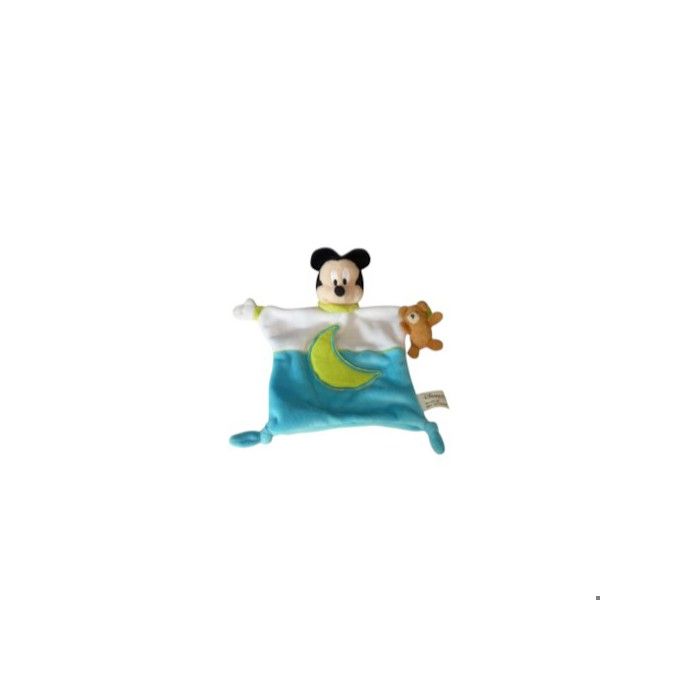 Doudou Mickey plat avec petit ours bleu - Disneyland Paris