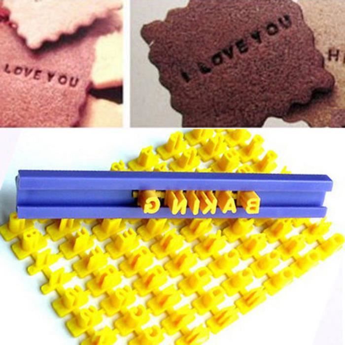Jackallo Tampon Lettres Alphabet Pour Gâteau & Fondant - Moule Cookie Stamp Réutilisable, Outil Décoration Pâtisserie Anglais