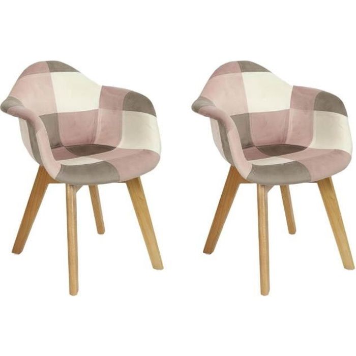 leela - lot de 2 fauteuils enfant roses motif patchwork