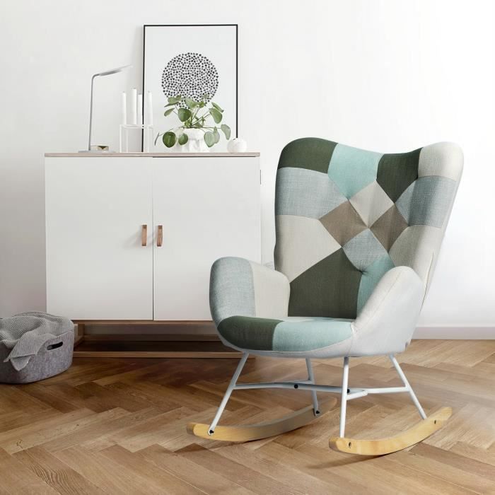 Chaise berçante bébé chaise d'allaitement fauteuils en tissu coloré salon  chambre scandinave - Cdiscount Maison