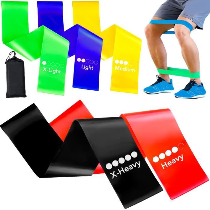 Bandes élastiques De Musculation – Lot De 5 Avec 5 Niveaux De Résistance, TPE, Pour Fitness, Yoga, Pilates à La Maison
