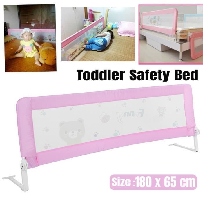 Barrière de lit pour enfants 180 x 65cm Barriere de lit bebe rail de lit de  sécurité de bébé se pliant de barrière de sécurité -QNQ