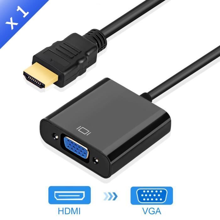 GENERIQUE Adaptateur HDMI vers VGA convertisseur m&acirc;le vers c&eacute;l&egrave;bre pour adaptateur PS4 1080P HDMI-VGA avec c&acirc;ble Audio vid&eacute;o prise HDMI VGA 