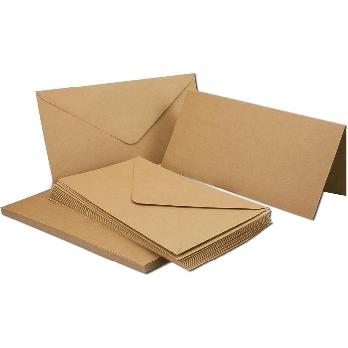 Lot De Cartons D'Invitation En Papier Kraft Avec Enveloppes - Vierges - Papier Brun Recycl?� 