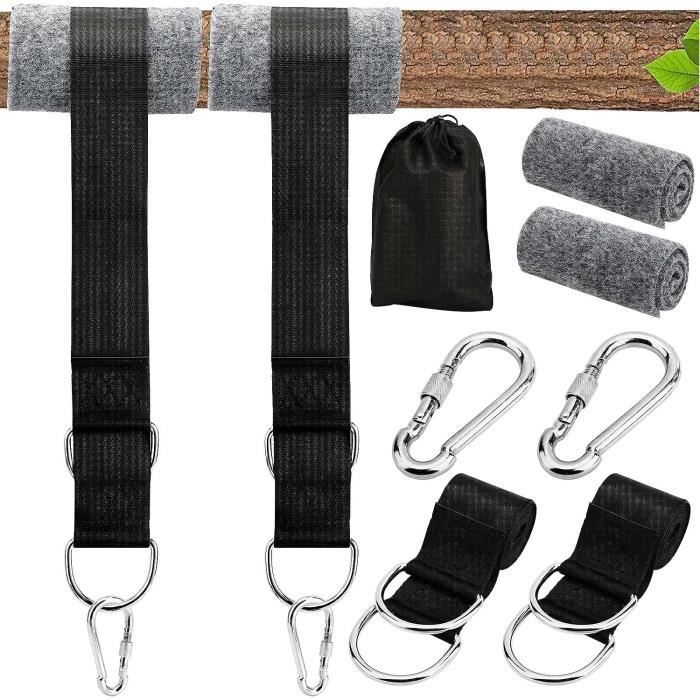 Lot De 2 Sangles De Hamac 120 Cm Avec Mousquetons Acier Inoxydable - 400 Kg - Neuf