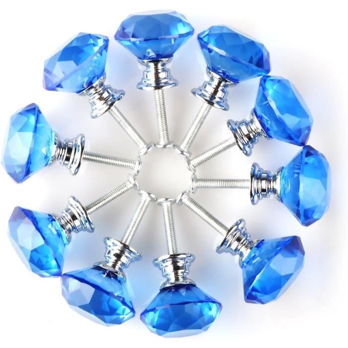 20 X Poignée Bouton De Porte Placard Meuble Tiroir - Diamant De Verre