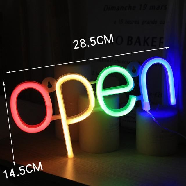 Enseigne Néon LED "OPEN" 43x23cm USB Dimmable - Décoration Lumineuse Magasin Bar Club