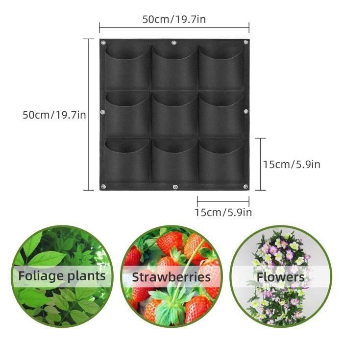 Sac De Culture Vertical 18 Poches – Jardin Suspendu En Feutre Étanche – Idéal Balcon, Terrasse, Herbes Aromatiques