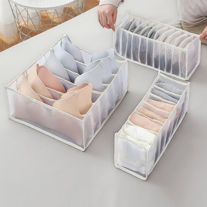 Boîte de rangement pour sous-vêtements avec compartiments Chaussettes  Soutien-gorge Caleçons Tiroirs de rangement kinjgoki 667