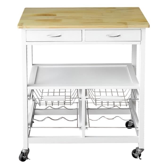 Meuble De Rangement A Roulette Dessert De Cuisine En Bois Massif
