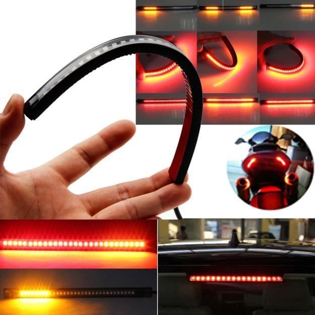 Universal Flexible 32 LED Moto VTT Tail frein d'arrêt Turn Signal bande