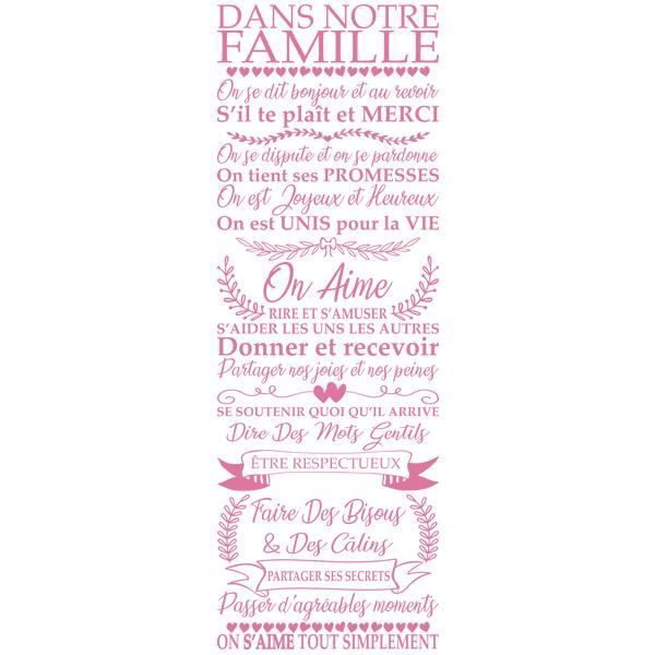 Sticker Vintage Citation Texte Dans Notre Famille 140x49 Cm Rose Tex050 Achat Vente Stickers Cdiscount