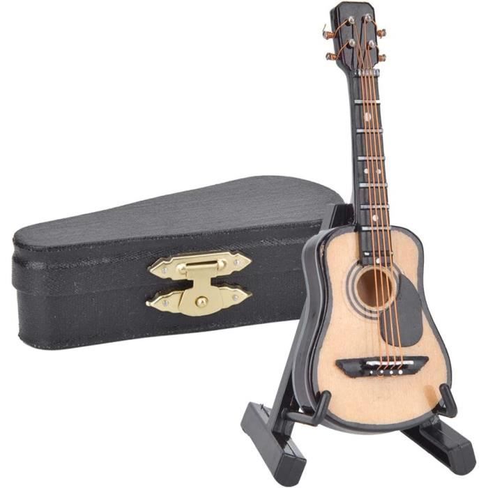 Modèle De Guitare Miniature En Bois 10cm - Décoration Étagère Bureau Avec Emballage Cadeau