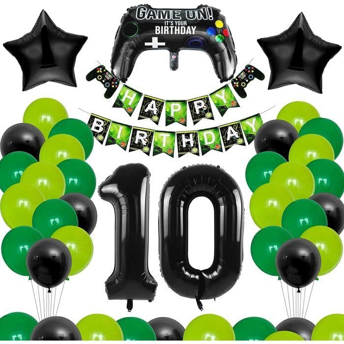 Kit Décoration Anniversaire 10 Ans - 42 Pièces Avec Bannière, Ballons, Nappe Et Décoration Gâteau, Thème Festif