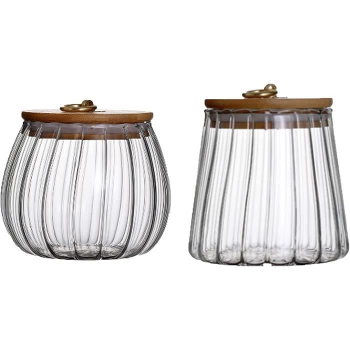 Lot De 2 Bocaux En Verre - Transparents, 14 Cm De Haut - Occasion Bon état