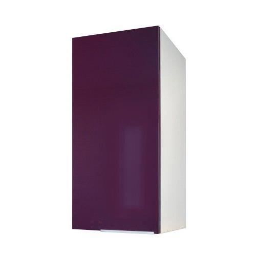 Berlenus Meuble Haut De Cuisine 1 Porte Taupe Haute Brillance - 40x34x70 Cm - Design Élégant Et Brillant Pour Cuisine Moderne
