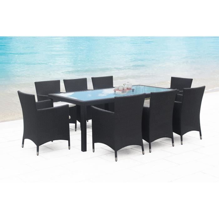 Salon De Jardin Malibu Table 8 Fauteuils En Resine Tressee Luxe