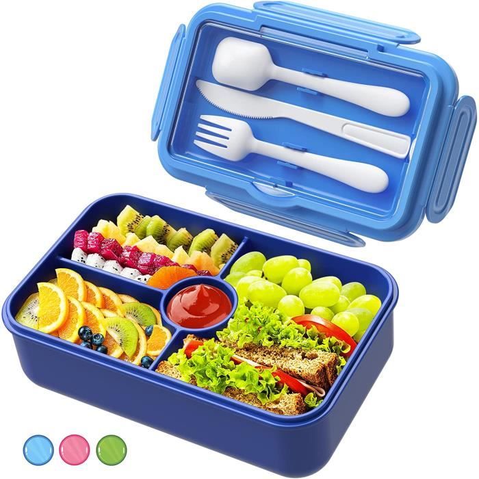 Lunch Box,Bento Enfant-Adulte et Couverts,Lunchbox Et 3 Compartiments Micro Ondes-Lave-vaisselle Lunch Box,Bento Enfant-Adulte et Couverts,Lunchbox Et 3 Compartiments Micro Ondes-Lave-vaisselle