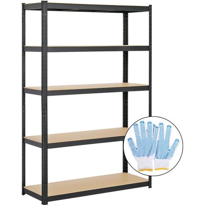 yaheetech etagere de rangement charge lourde 180 x 120 x 45 cm rayonnage garage cuisine atelier metal noir charge maxi total 875 kg cdiscount maison