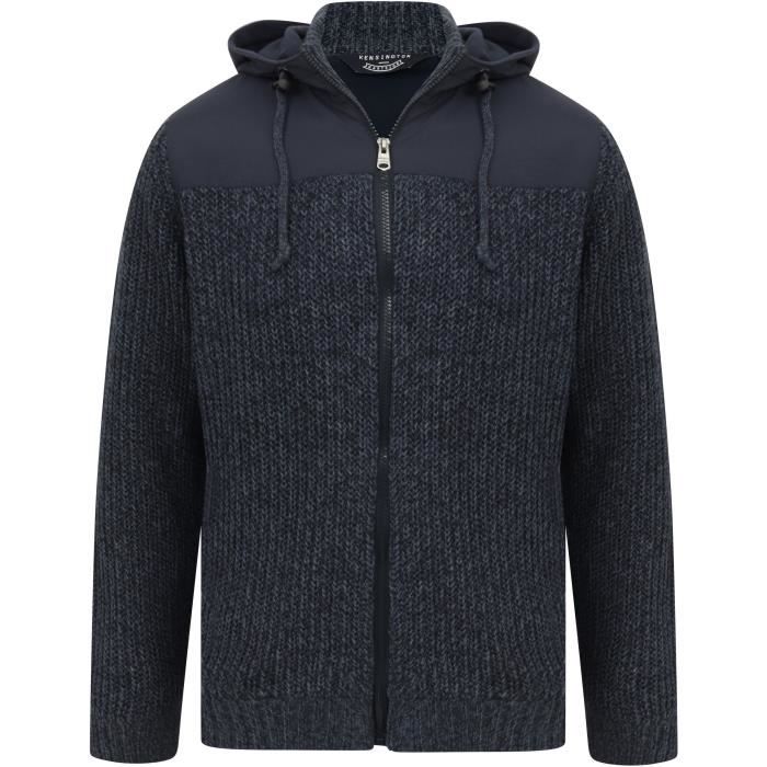 KENSINGTON EASTSIDE Gilet a Capuche Zippe Fourre Bleu Denim chine Homme Cdiscount Pret a Porter