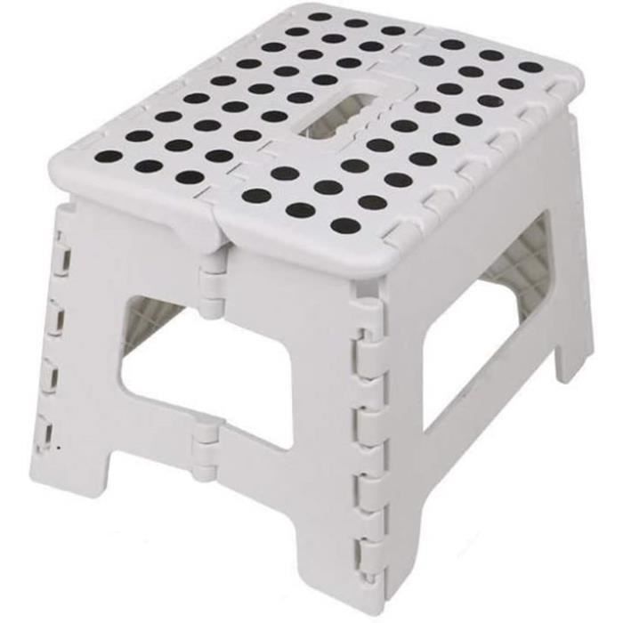Tabouret Marchepied Pliable En Plastique Noir - Pour Cuisine Ou Salle De Bain, Capacité 150 Kg, Hauteur 50 Cm
