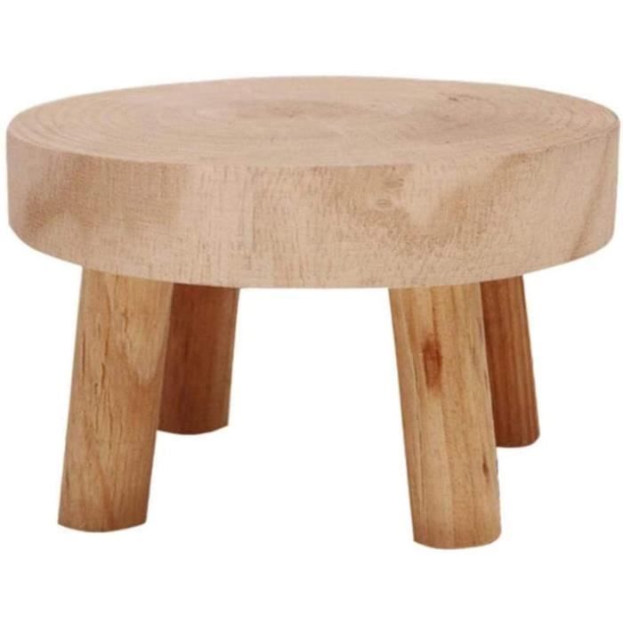 Liummrcy Tabouret Support Plante En Bois Massif – Petit Support Pot De Fleur Intérieur, Style Minimaliste Naturel